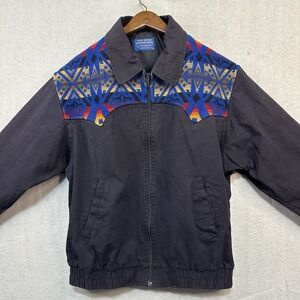 Vtg Pendleton High Grade‎ Western Wear Large Wool Black Jacket Aztec Southwest